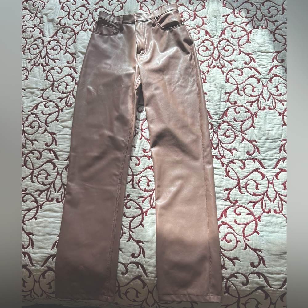 Abercrombie & Fitch Vegan Leather Pants 28/6 Long in Pink-Brown